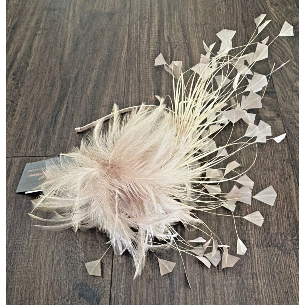 Bellissima Women's August Hats Multi Feather Fascinator Taupe Beige One Size - Picture 2 of 5